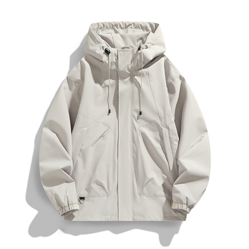 Herren Leichte Wind- und Wasserabweisende Kapuzenjacke im Urban-Utility-Stil mit verdeckter Reißverschlussleiste Shop Nory