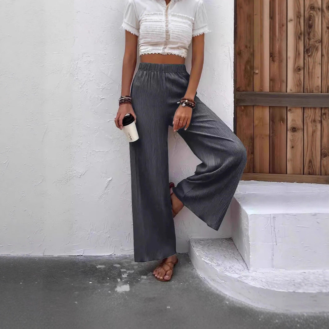 Damen Weite Plissee-Hose aus atmungsaktivem Material Shopnory