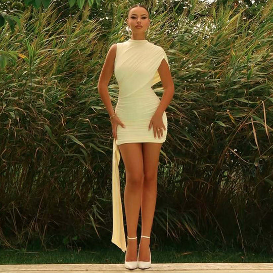 Damen Elegantes Cocktailkleid mit asymmetrischem Saum und Raffung