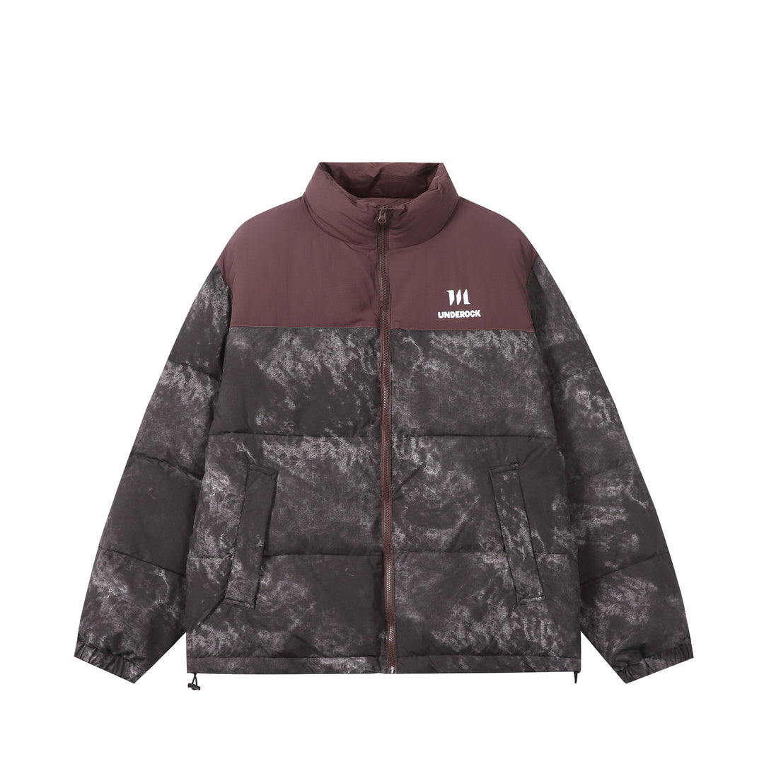 Unisex Gefütterte Boxy‑Isolationsjacke mit Marmoreffekt und hohem Stehkragen Shop Nory