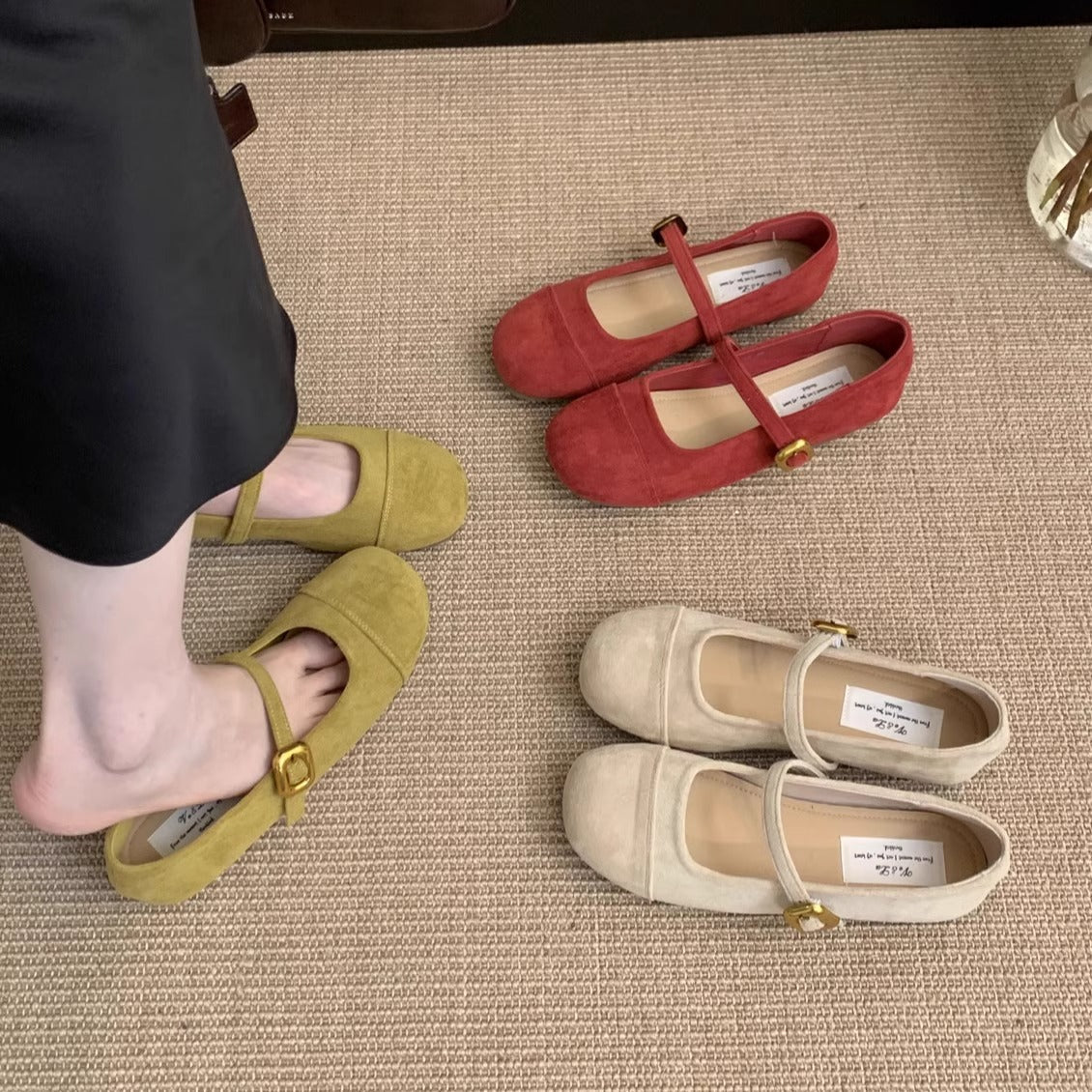 Damen Ballerinas mit verstellbarem Riemen und weichem Innenfutter