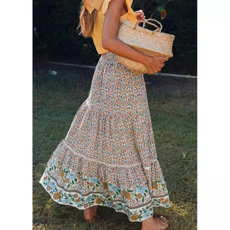 Damen Maxi-Rock aus floraler Baumwolle