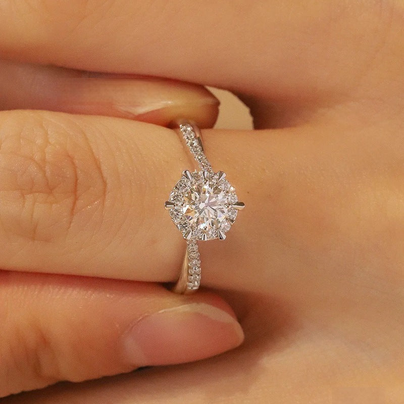 Damen eleganter geschwungener Verlobungsring mit Zirkonia Shop Nory