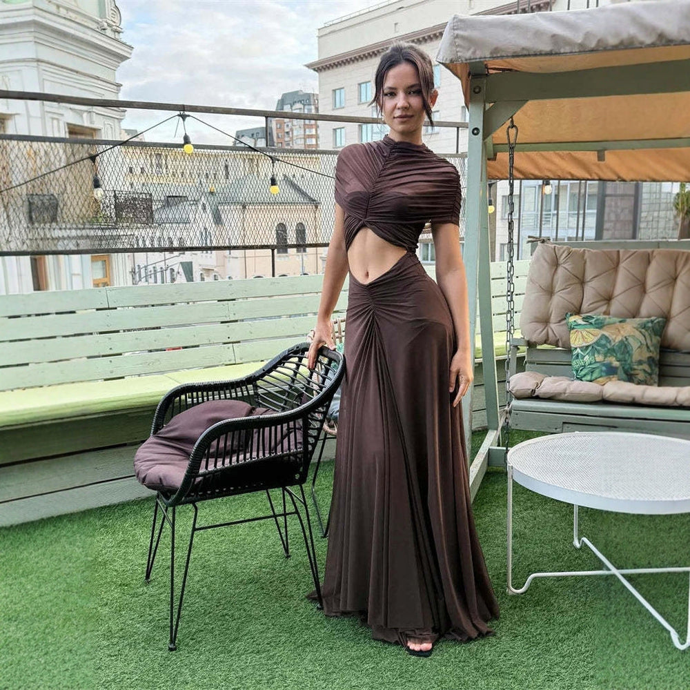 Damen elegantes Wickeloberteil mit taillierter Silhouette und fließendem Rock