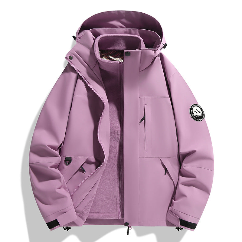 Damen zweilagige Softshell-Outdoorjacke mit herausnehmbarer Fleece-Innenjacke und Kapuze Shop Nory