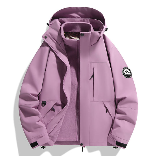 Damen zweilagige Softshell-Outdoorjacke mit herausnehmbarer Fleece-Innenjacke und Kapuze Shop Nory