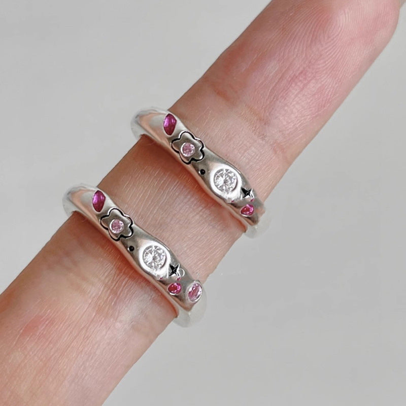 Damen Offener Ring mit floralem Design und bunten Akzenten Shop Nory
