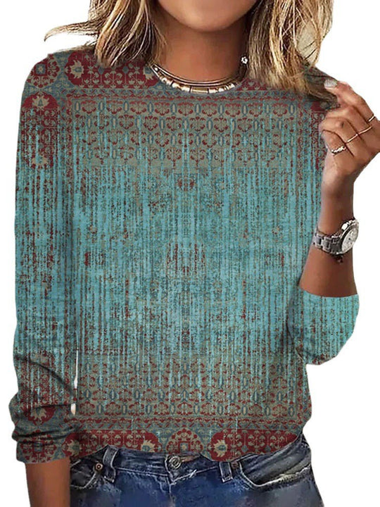 Damen Langärmeliges Oversize-Sweatshirt mit abstraktem Aquarell-Mosaikprint Shop Nory