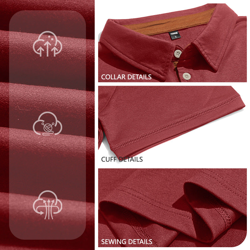 Herren nan Kurzarm-Polokragen-Shirt aus texturiertem Jersey mit Brusttasche und kontrastierter Knopfleiste