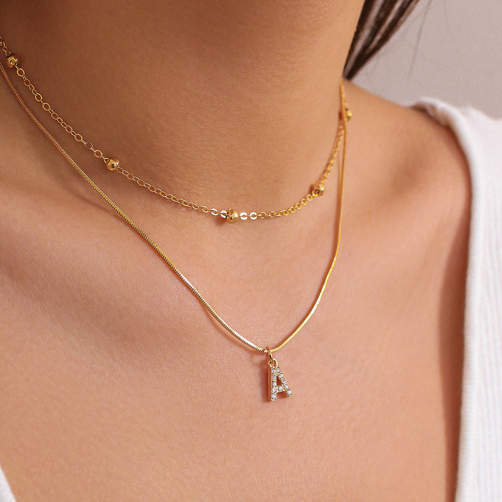 Damen mehrlagige Halskette mit funkelndem Anhänger und Gliederdesign Shop Nory