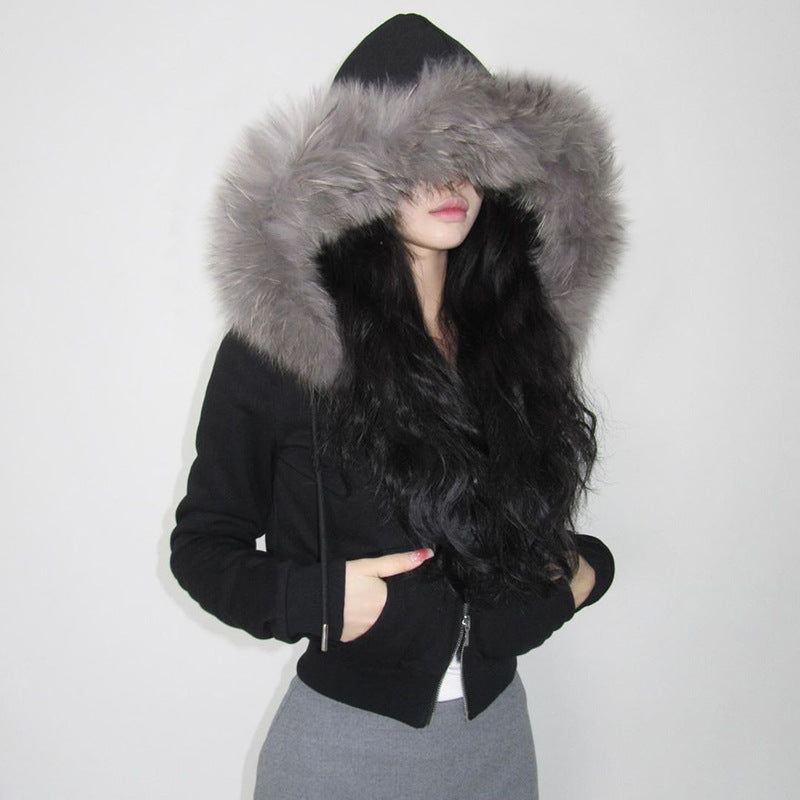 Damen nan taillierte Bomberjacke mit breitem Rippenbund, zwei Schrägtaschen und dekorativen Reißverschluss-Details Shop Nory