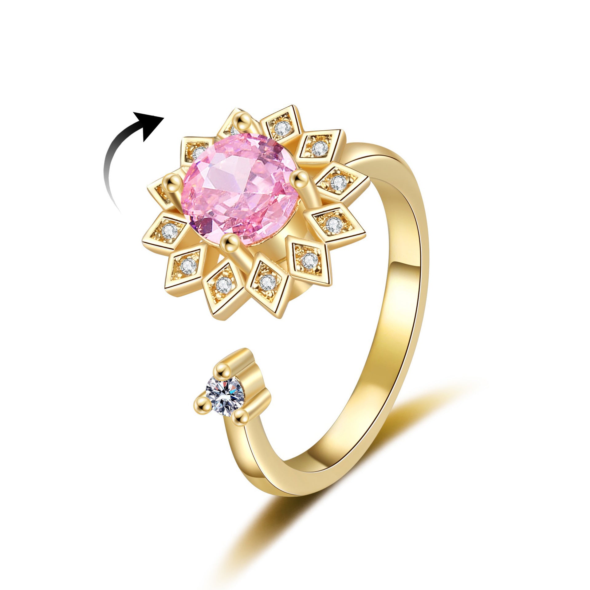 Damen verstellbarer Ring mit funkelndem Blütenmotiv Shop Nory