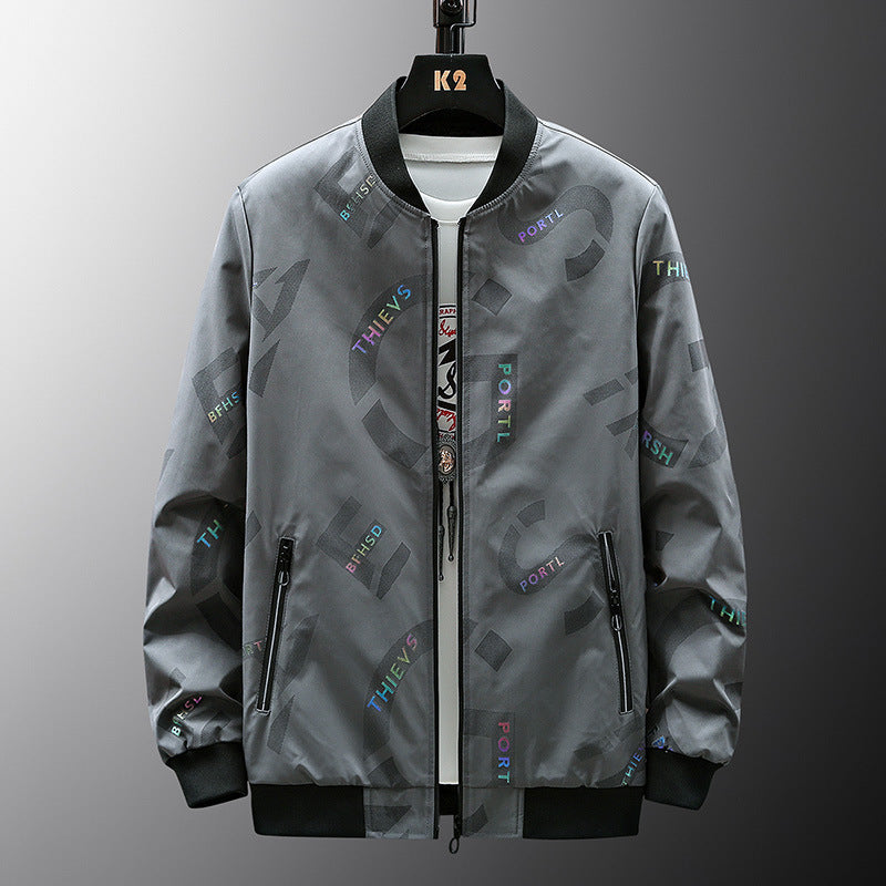 Herren Modische Bomberjacke mit Schriftzügen Shop Nory
