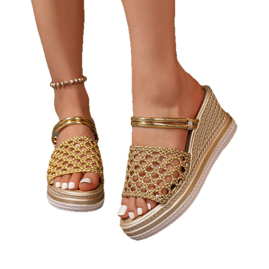 Damen modische Keil-Sandalen mit Netzdesign