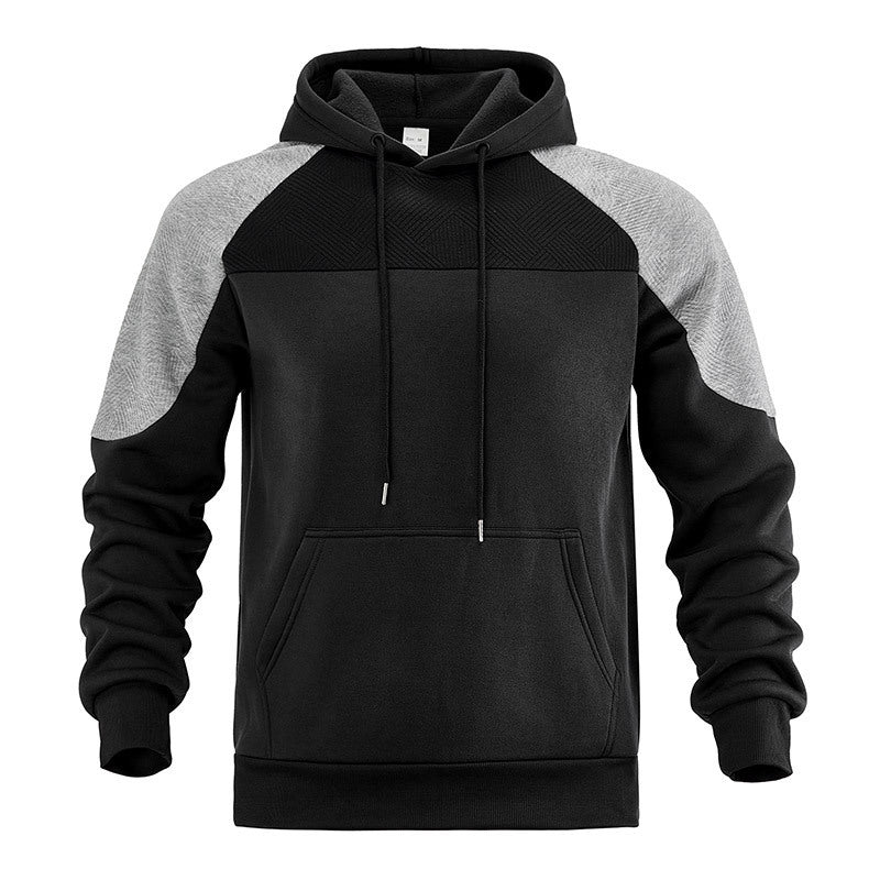 Herren nan sportiver Kapuzenpullover mit strukturierten Kontrast-Einsätzen und Kängurutasche Shop Nory