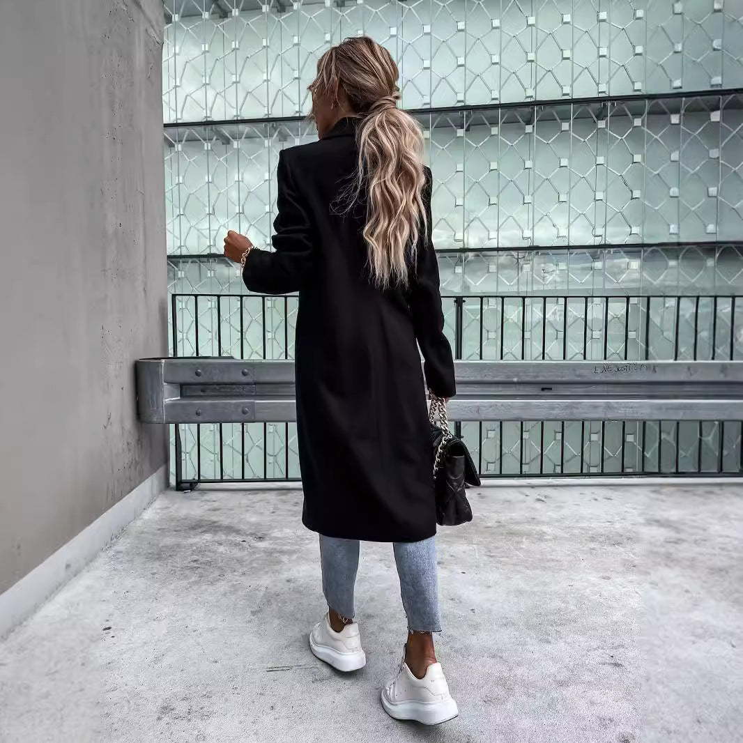 Damen eleganter Wollmantel im Oversized-Stil