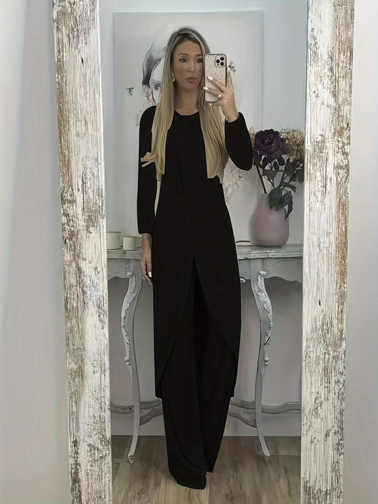Damen Elegantes Maxikleid mit Wickeloptik, asymmetrischer Drapierung und vorderem Schlitz Shop Nory