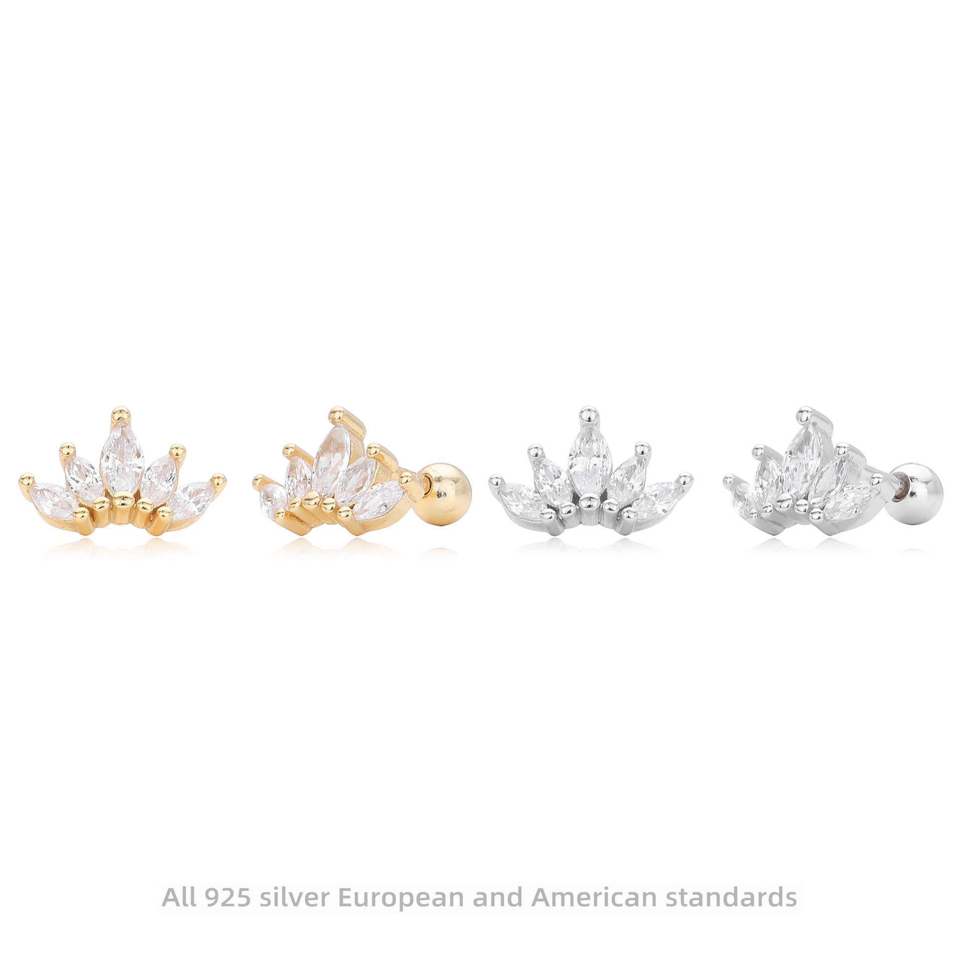 Damen Ohrstecker mit funkelnden Zirkon-Crown-Design aus hochwertigem 925 Sterling Silber Shop Nory