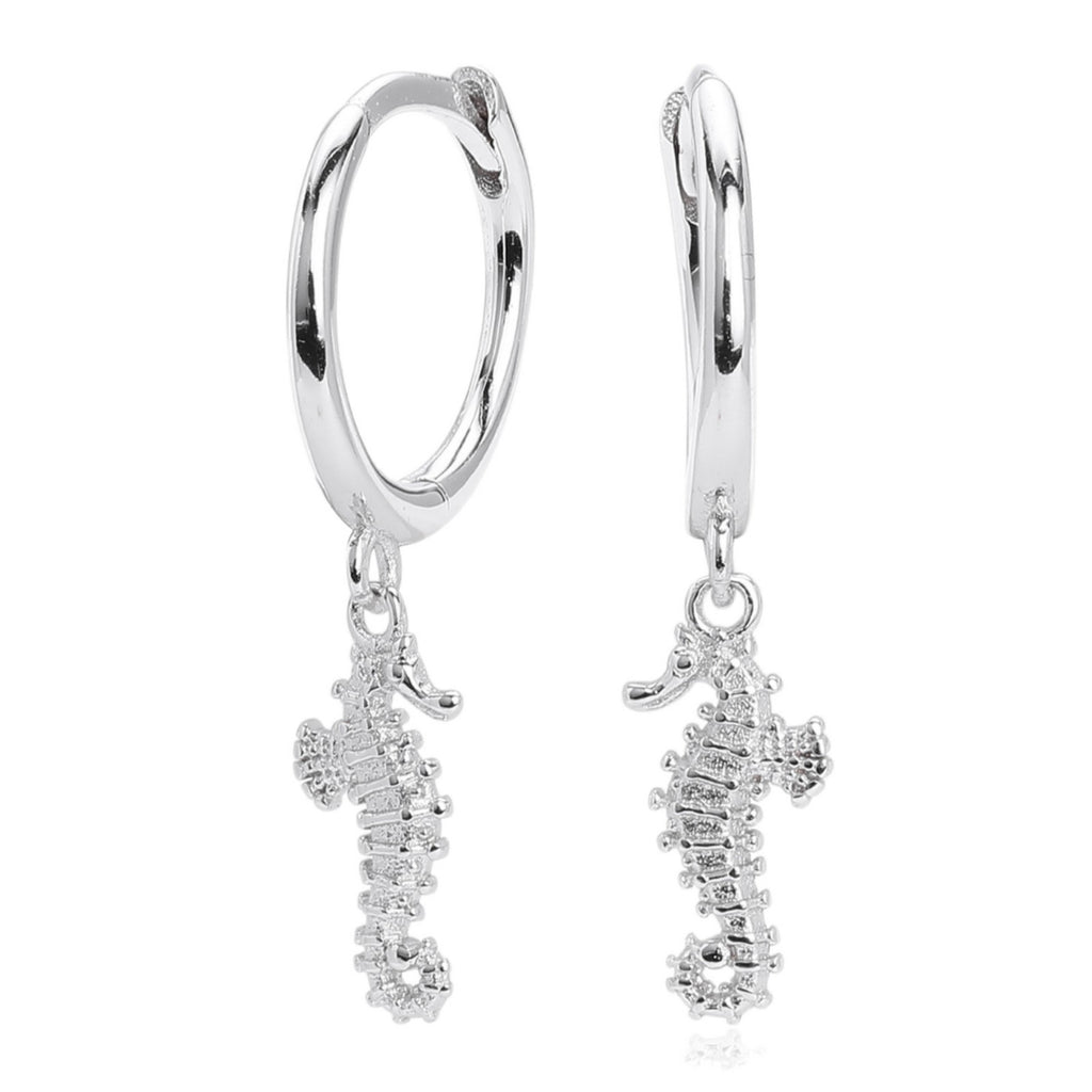 Damen Ohrhänger mit filigranem Seepferdchen-Anhänger aus 925 Sterling Silber Shop Nory