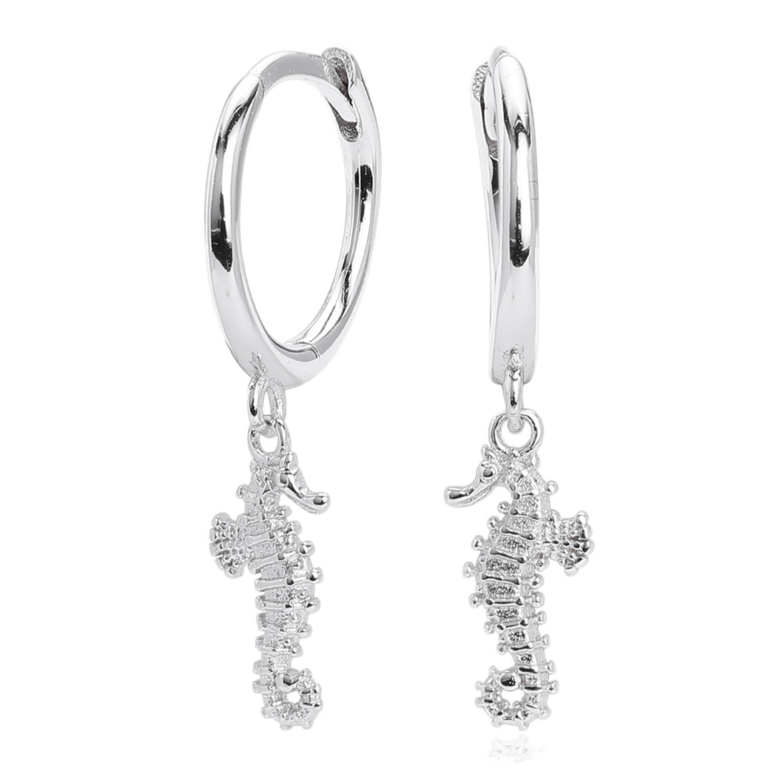 Damen Ohrhänger mit filigranem Seepferdchen-Anhänger aus 925 Sterling Silber Shop Nory