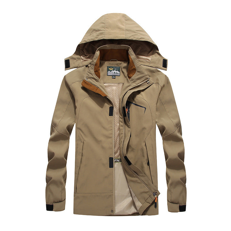 Herren wasserdichte Softshell-Outdoorjacke mit Kapuze, atmungsaktivem Mesh-Futter und verdeckten Reißverschlusselementen Shop Nory