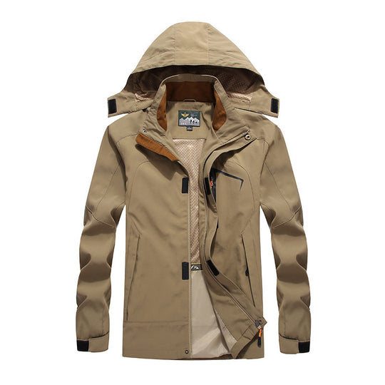 Herren wasserdichte Softshell-Outdoorjacke mit Kapuze, atmungsaktivem Mesh-Futter und verdeckten Reißverschlusselementen Shop Nory