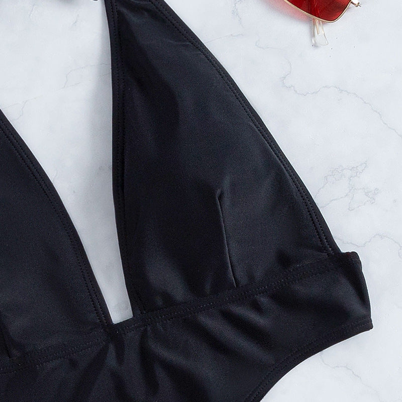 Damen Cut-Out Badeanzug mit tiefem V-Ausschnitt und seitlichen Einschnitten
