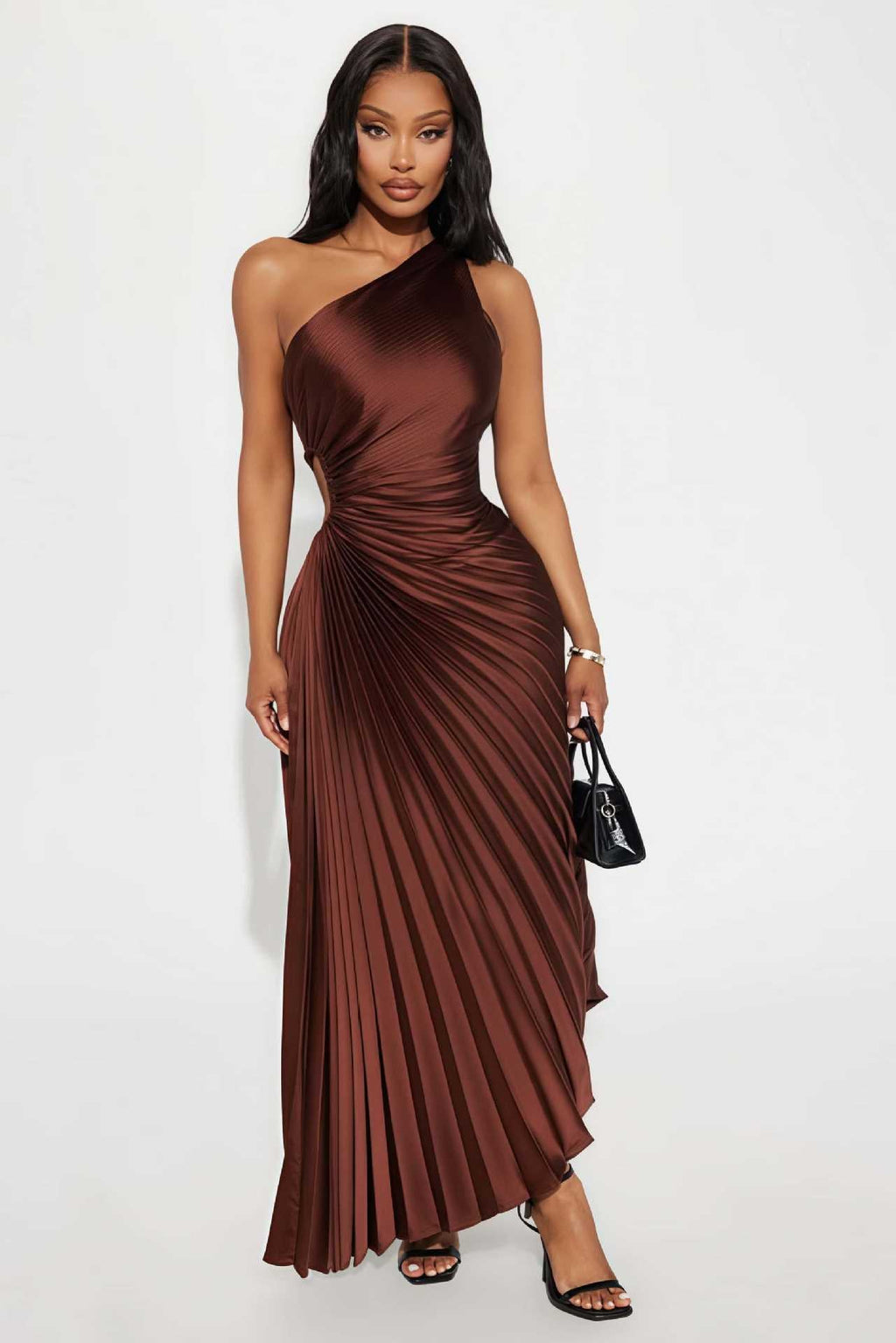 Damen Abendkleid mit elegantem Faltenrock und asymmetrischem Oberteil Shopnory