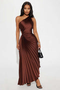 Damen Abendkleid mit elegantem Faltenrock und asymmetrischem Oberteil Shopnory
