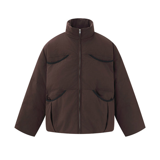 Herren Kurz geschnittener gesteppter Winterblouson mit Stehkragen und kontrastbesetzten Taschen Shop Nory