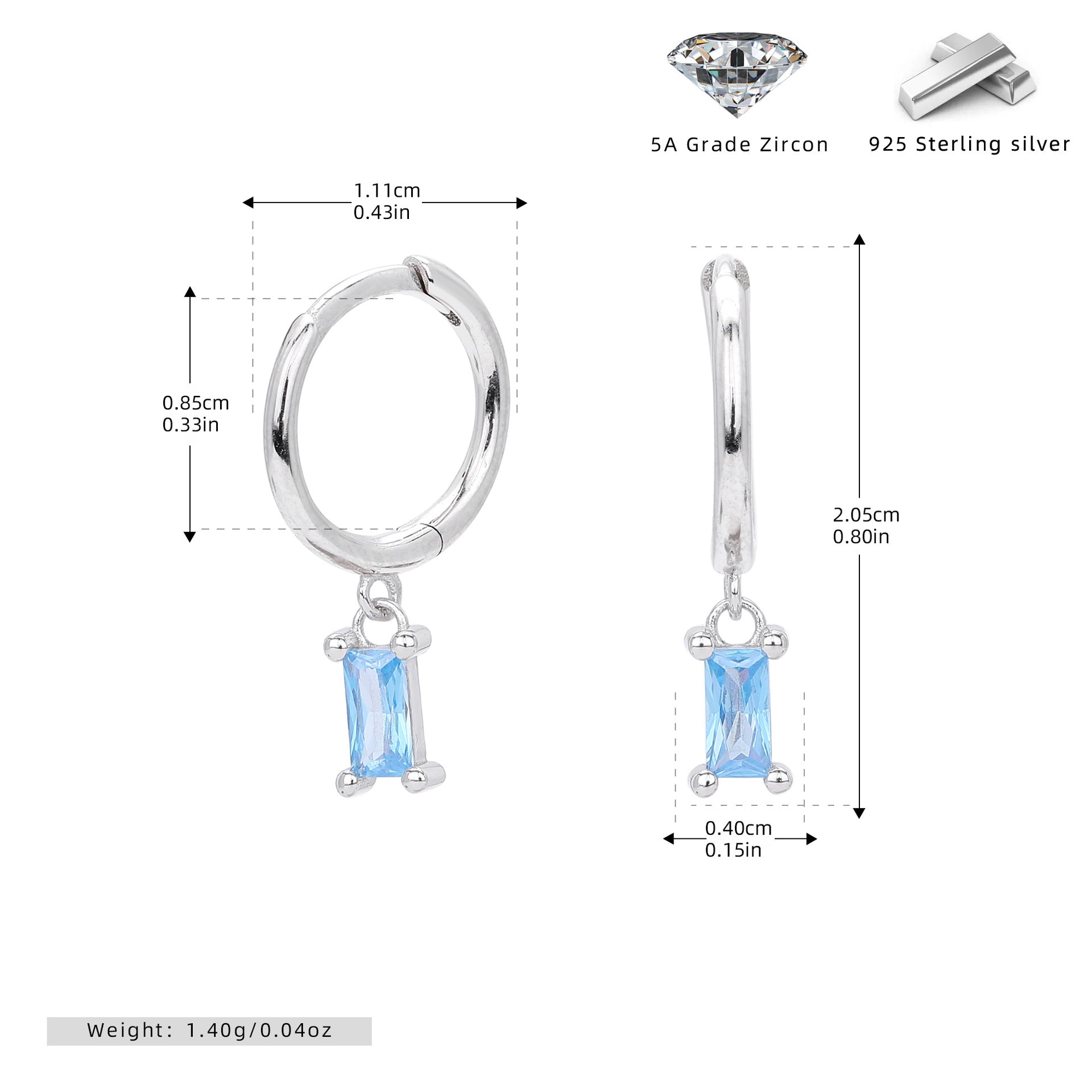 Damen Ohrhänger mit verführerischem Zirkonanhänger aus hochwertigem 925 Sterling Silber Shop Nory