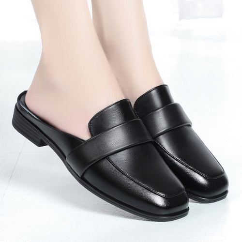 Damen Komfortable Slipper aus hochwertigem Leder mit schickem Riemen Shopnory