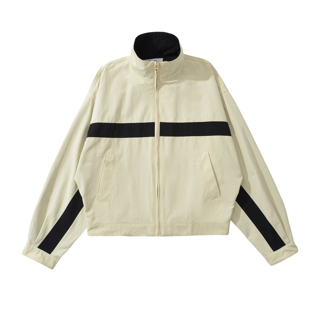 Damen Oversize Trackjacke mit Stehkragen, durchgehendem Reißverschluss und Kontraststreifen Shop Nory