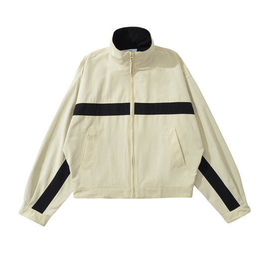 Damen Oversize Trackjacke mit Stehkragen, durchgehendem Reißverschluss und Kontraststreifen Shop Nory