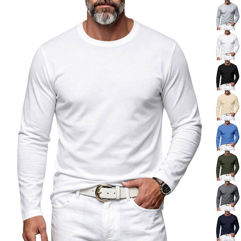 Herren Slim-Fit Baumwoll-Langarmshirt mit Rundhalsausschnitt Shop Nory