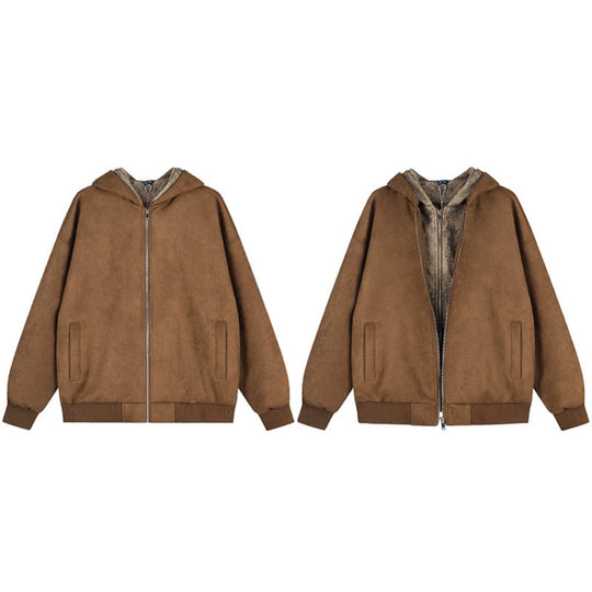 Damen Kapuzen-Zipjacke aus Veloursimitat mit Teddyfutter und gerippten Bündchen Shop Nory