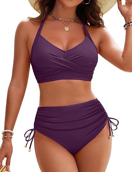 Damen Hochtailliertes Bikini-Set mit Wickeloberteil