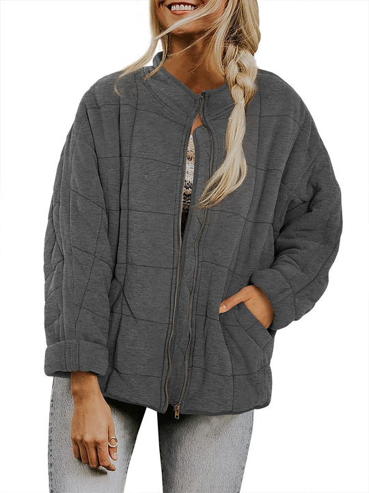 Damen Oversize Steppjacke mit Reißverschluss und Eingrifftaschen Shop Nory