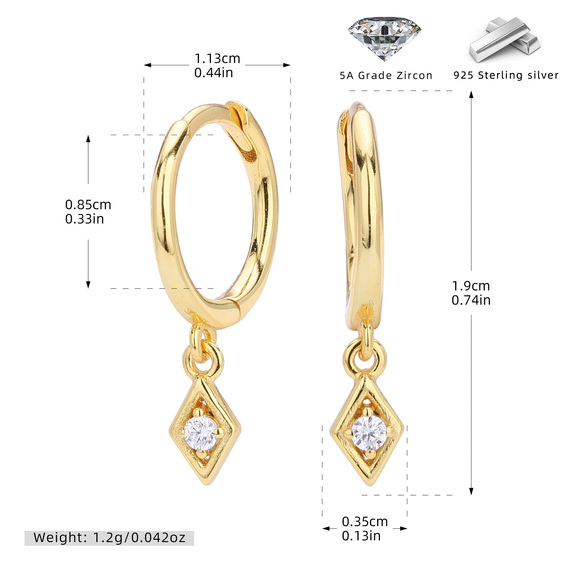 Damen Ohrhänger mit Zirkonanhänger Shop Nory