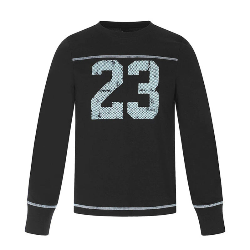Herren Langarm-Sweatshirt mit Rundhalsausschnitt und sportischem Nummern-Print Shop Nory