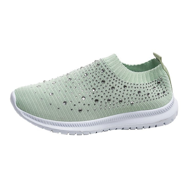 Damen Strick-Slip-On-Sneaker mit elastischem Schaft und Ziersteinen Shop Nory