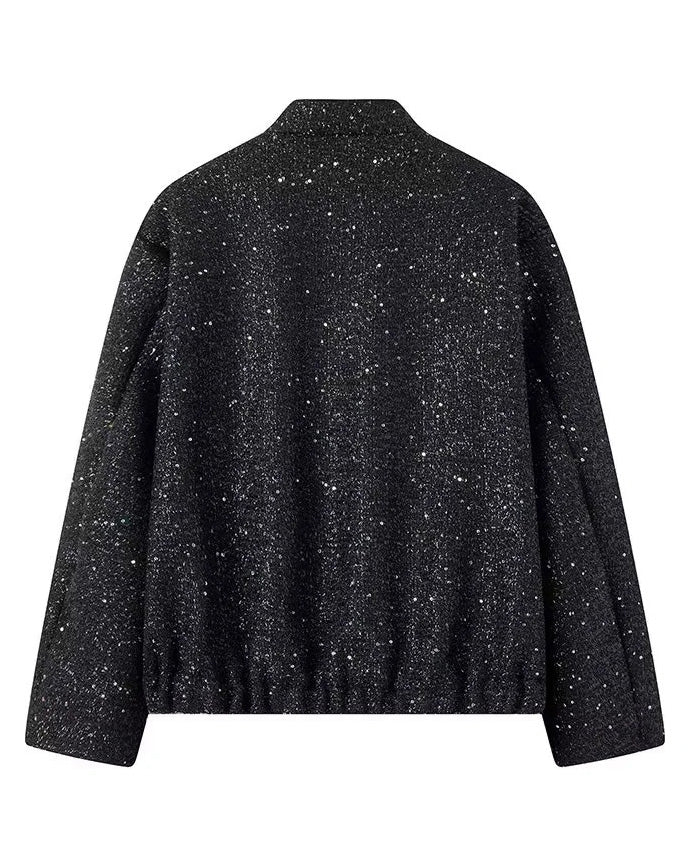 Gold Pailletten Stehkragenjacke