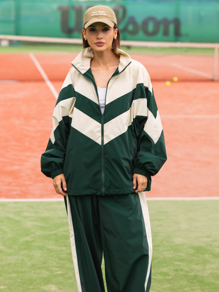 Damen Leichte Windjacke im Colorblock-Design mit Reißverschluss und elastischen Bündchen Shop Nory