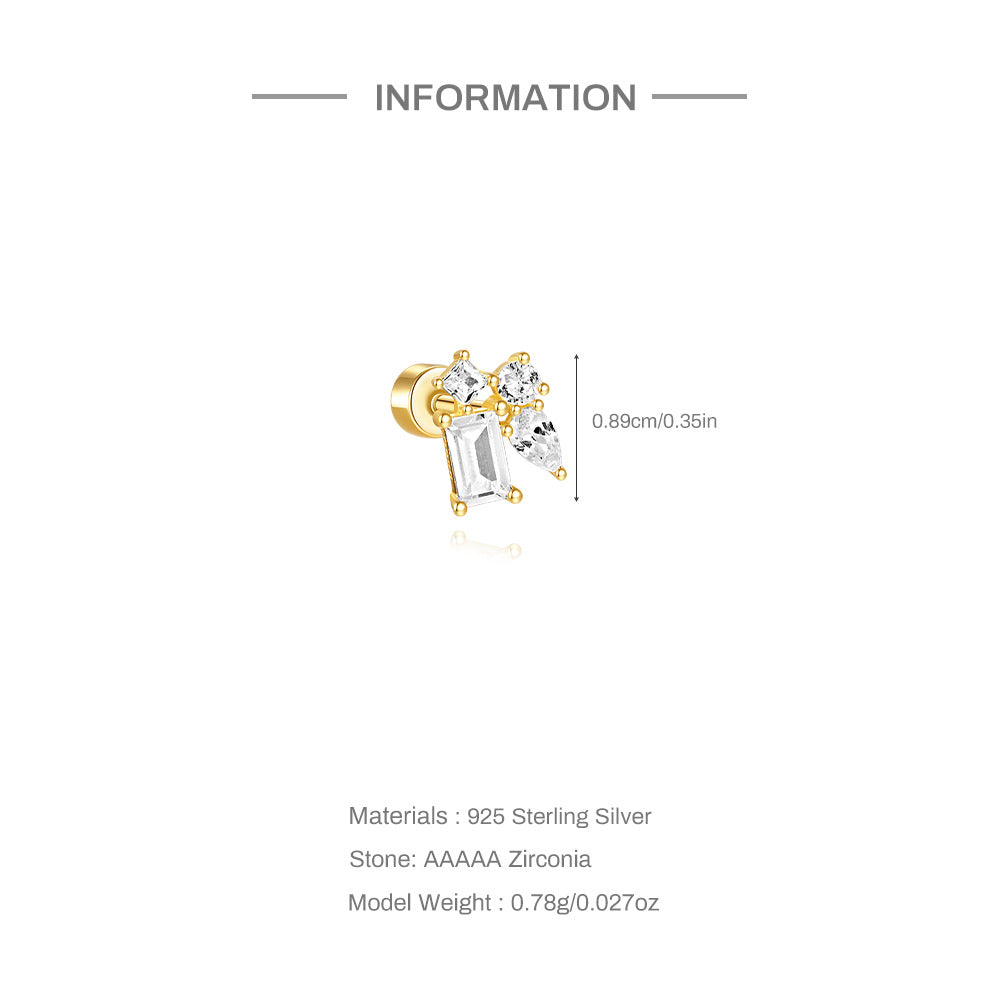 1 Stück Ohrknorpelringe & Steckern Einfacher Stil Klassischer Stil Geometrisch 925 Sterling Silber Opal Zircon Ohrknorpelringe & Steckern | Shop Nory