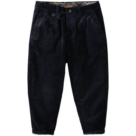 Herren Cordhose mit konischem Schnitt, hohem Bund, Karo-Innenbund und gekrempeltem Saum Shop Nory