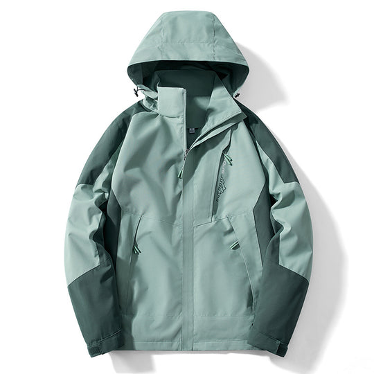 Herren Colorblock Softshell-Trekkerjacke mit Kapuze, verdeckten Reißverschlüssen und seitlichen Eingrifftaschen Shop Nory