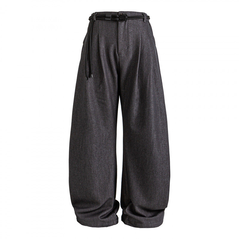 Damen Hochtalierte weite Marlene-Hose mit Faltenbund und Tunnelzuggürtel Shop Nory