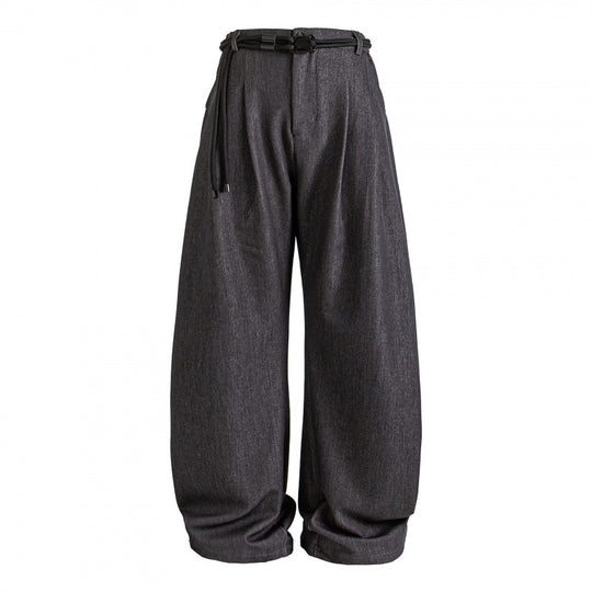 Damen Hochtalierte weite Marlene-Hose mit Faltenbund und Tunnelzuggürtel Shop Nory