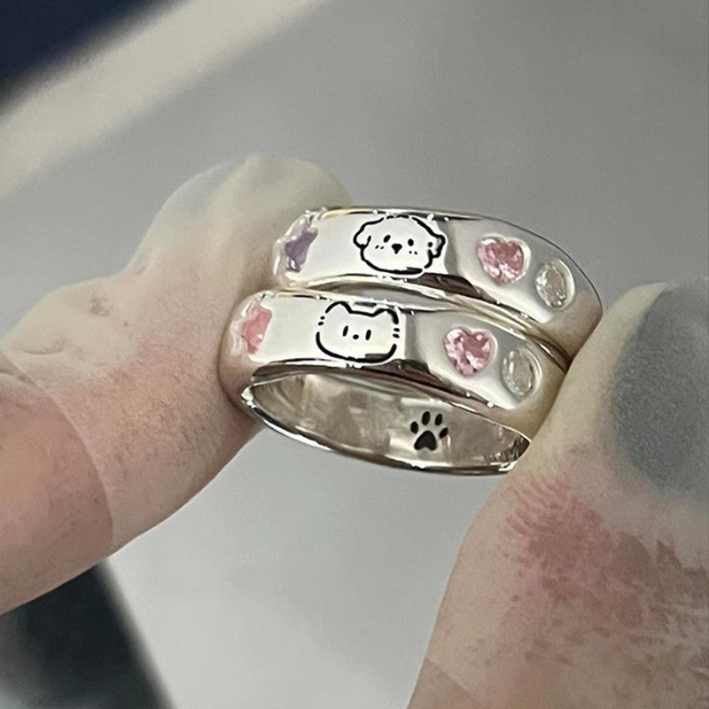 Damenring mit süßem Tiermotiv und bunten Edelsteinakzenten Shop Nory