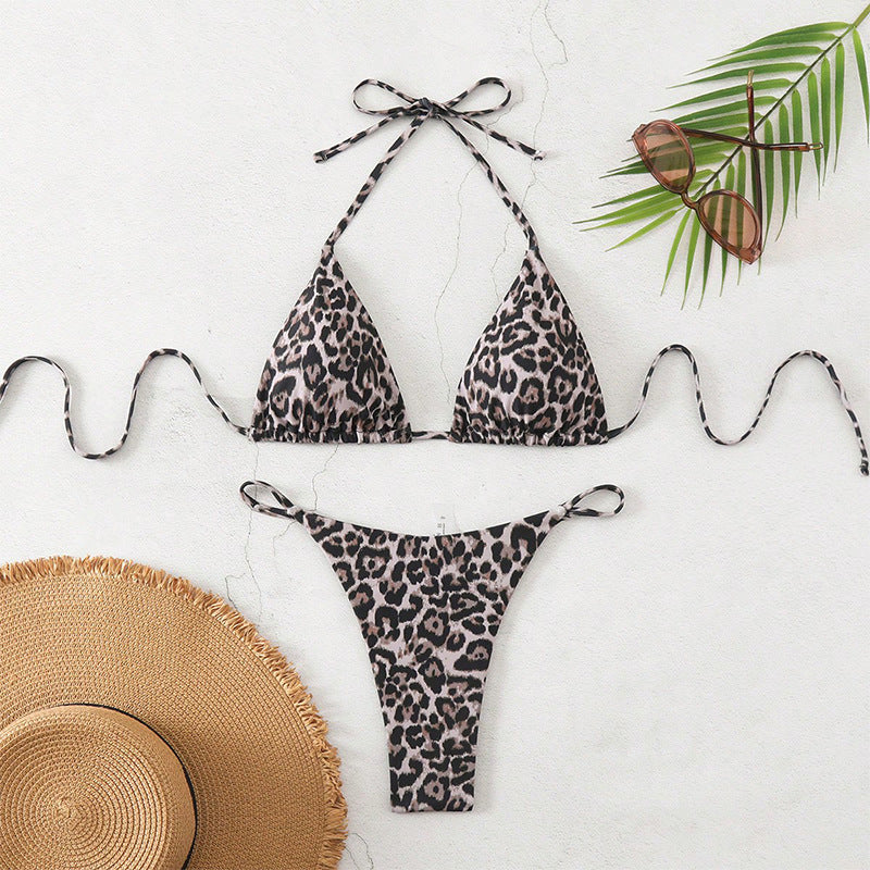 Damen Triangel-Bikini mit modischem Leopardenmuster Shopnory